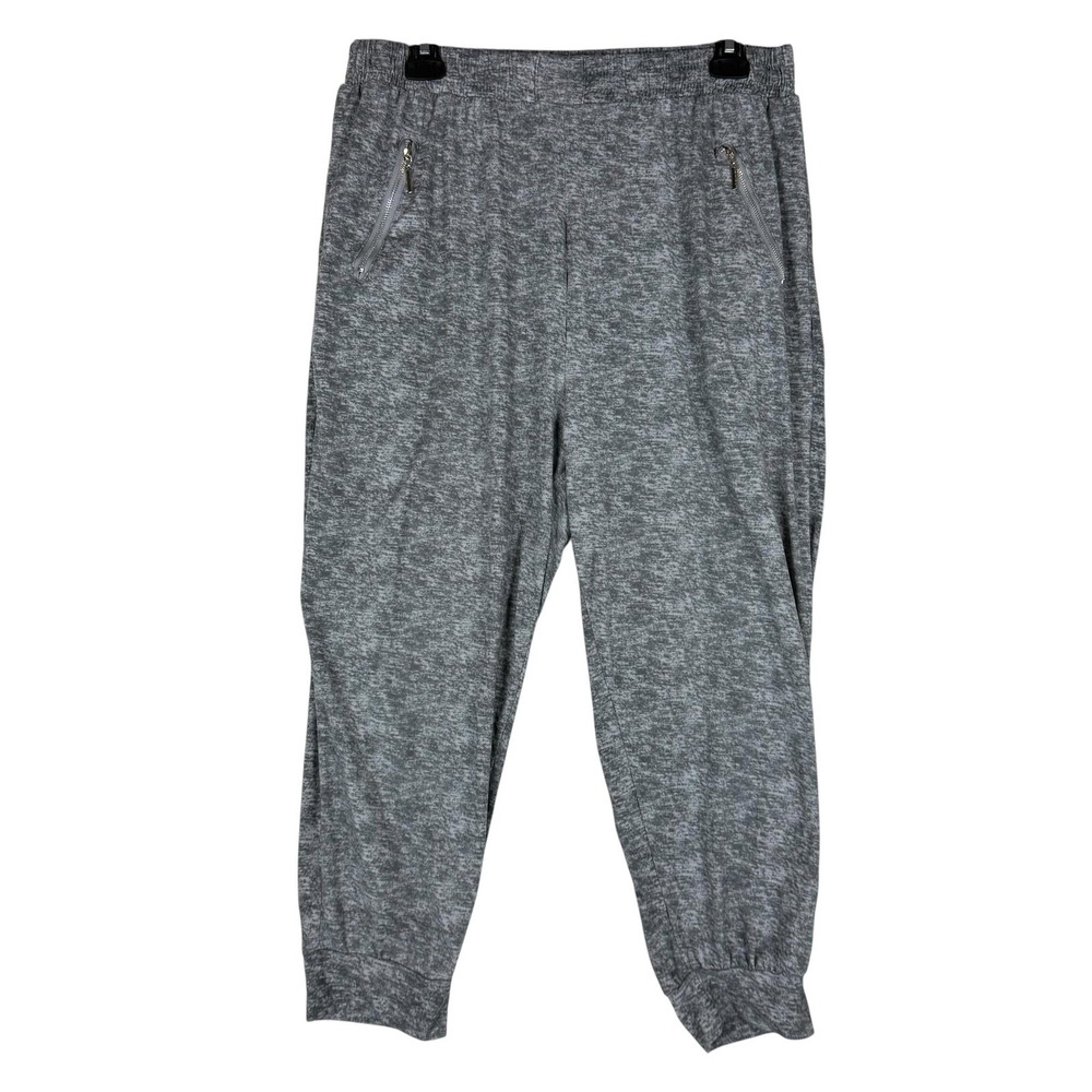 BAE CITY Pants Womens 1X Gray Jogger Stretch Zip Pocket Cuffed Lounge Casual